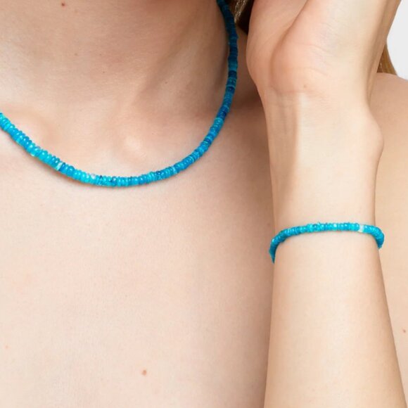 Blue Necklace STUNNING Necklace Ethiopian Paraiba Blue Beaded Fire Opal … - Picture 8 of 12